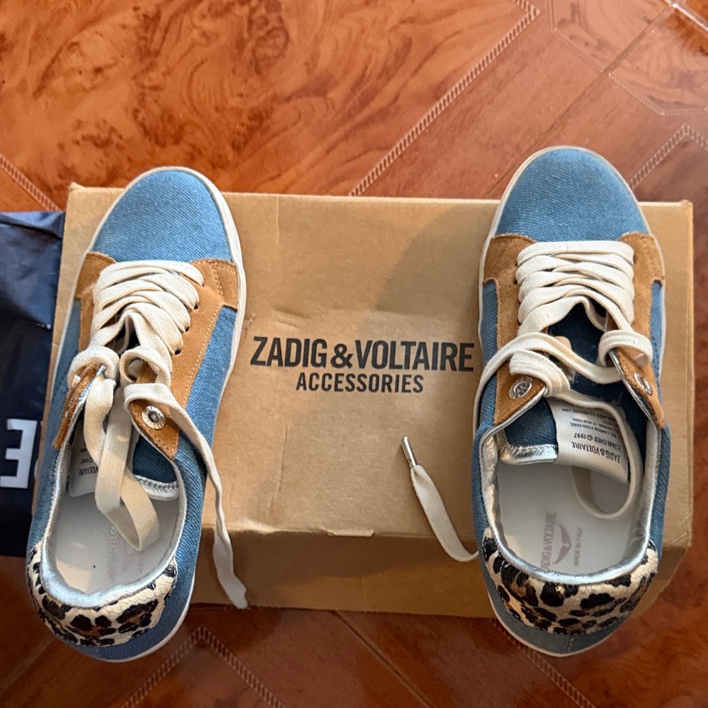 Zadig & Voltaire Blue and Brown Sneakers